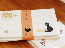 일본 전통지 편지지세트 (불꽃놀이와 고양이)
